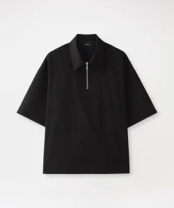 Поло из атласа шамбре с молнией до середины груди Loveless, цвет Black