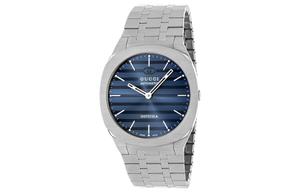 GUCCI Мужские часы 25H с автоматическим механическим механизмом, браслет из нержавеющей стали, синий циферблат 40 мм