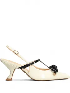 Туфли-лодочки на каблуке 70 мм с ремешком и бантом Guilhermina, белый