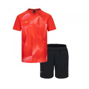 Повседневный спортивный комплект из двух предметов (унисекс) Mizuno, clothing set (красный top+черный shorts)