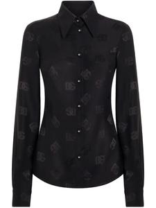 Dolce & Gabbana жаккардовая рубашка с логотипом, черный