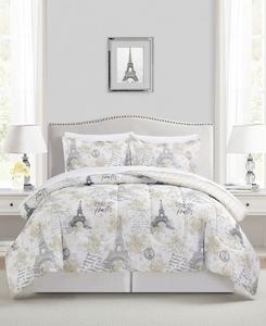 Комплект постельного белья Парижский цветочный принт, 8 предметов Macy's, Taupe