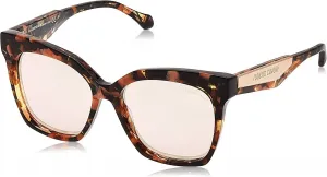 Женские солнцезащитные очки ROBERTO CAVALLI в цветной оправе «Гавана» с коричневыми зеркальными линзами, Havana
