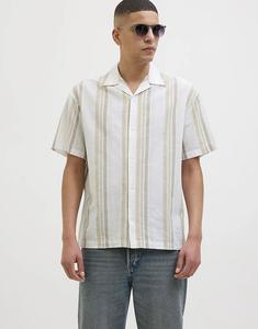 Летняя полосатая рубашка Jack & Jones цвета «кремовый»