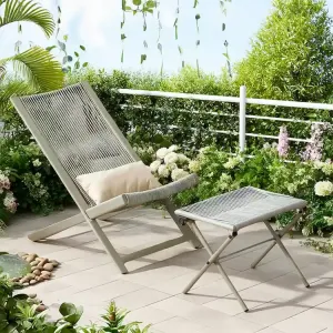 Yu Senyi Кресло-качалка из ротанга с пуфиком, цвет champagne