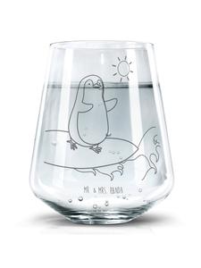 Стакан для питья с изображением пингвина-серфера без слогана, прозрачный Mr. & Mrs. Panda
