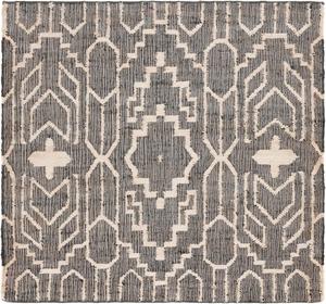 Ковер SAFAVIEH, 183 x 183 см, Natural Fiber Collection, Black & Ivory, ручной работы из джута, идеален для помещений с высокой проходимостью в гостиной, спальне (NFB750Z)