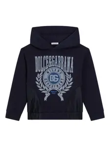 Худи с вышитым логотипом Dolce & Gabbana Kids, синий