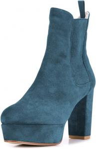 Женские удобные ботильоны на платформе FSJ Chelsea с закрытым носком, высоким толстым каблуком, из замши с теплым мехом, короткие зимние ботинки для снега, женская обувь для осени и зимы, размеры 4-15 US, Blue