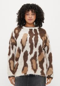 Джемпер ONLY Carmakoma CAREDELIE LIFE O NECK, Birch/Chestnut/Cocca Creme/Salsa/Taupe