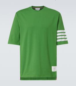 Футболка из хлопкового джерси с 4-полосным принтом Thom Browne, Lt Green