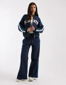 Темно-синие хлопковые джоггеры с широкой полосой по бокам и кулиской 4th & Reckless