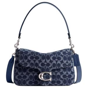 COACH Джинсовая сумка через плечо среднего размера для женщин темно-синяя