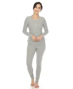 Женский вафельный пижамный комплект White Mark, серый