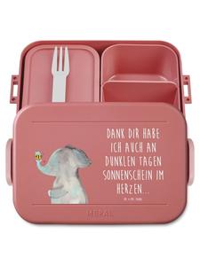 Mr. & Mrs. Panda Ланчбокс с изображением слона и пчелы и надписью пастельно-красного цвета