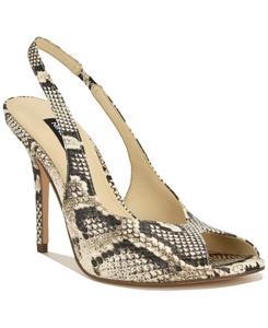 Женские сандалии Pretta с открытым носком и открытой пяткой на шпильке Nine West, Light Natural Snake