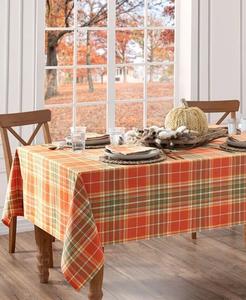 Овальная хлопковая скатерть Hawley Plaid Harvest, овальные размеры 60 x 84 дюйма Elrene, мультиколор