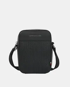 Мужская экокожаная сумка с фронтальным логотипом Tommy Hilfiger, черный