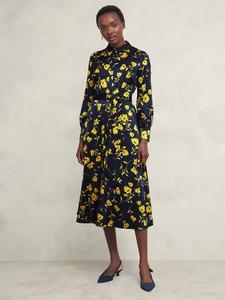 Цветочное платье-рубашка Amelia Hobbs, Navy/Yellow