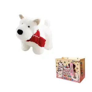 Плюшевая кукла милого щенка вест хайленд уайт терьера высота 35см KUMAOYA, красный