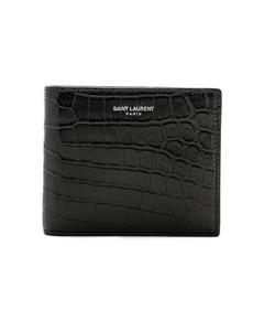 Кошелек Saint Laurent Matte Croc Billfold, черный