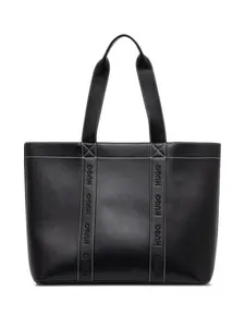 Сумка-тоут с вышитым логотипом HUGO, черный