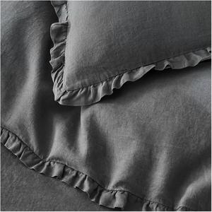 UOIO Комплект постельного белья UOIO Caramal из льна с рюшами Gray