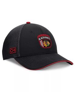 Мужская черная регулируемая кепка Chicago Blackhawks 2024 NHL Draft On Stage Trucker Fanatics