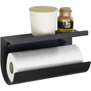 Держатель кухонных рулетов WENKO «Jet», из металла с порошковым покрытием, промышленный дизайн, цвет Küchenrollenhalter: Schwarz