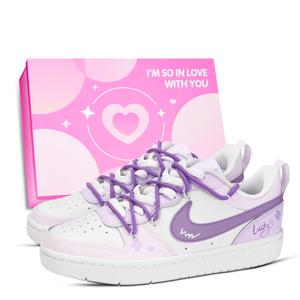 Детские скейтерские кроссовки Court Borough для младших школьников Nike, белый/фиолетовый