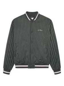 Бомбер в тонкую полоску Les Deux, зеленый