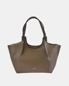 Большая кожаная сумка-тоут с внутренним карманом Guy Laroche, серо-коричневый