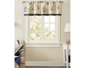 Madison Park Хлопковый ламбрекен с принтом морских ракушек для спальни и кухни, 18 дюймов (45 см) для окон в гостиной, верхний край с карманом для карниза, ширина 50 дюймов (18 дюймов), темно-синие шторы с ламбрекеном