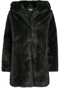 Пальто межсезонное Urban Classics  Ladies Hooded Teddy Coat, черный