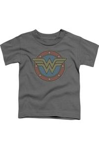 Футболка с коротким рукавом и винтажным логотипом Wonder Woman от DC Comics для малышей Gildan, Charcoal
