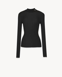 Трикотажный свитер Cassandre из шелка Saint Laurent, черный