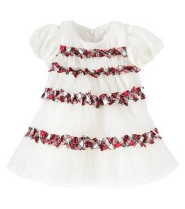 Платье из тюля с рюшами для малышей Monnalisa, цвет panna+rubino