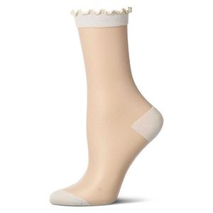 Женский шелковый носок с ажурным краем Memoi, Ivory