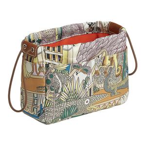 HERMES Шёлковый клатч с телячьей кожей Barenia женский в светло-фиолетовом, светло-зелёном и светло-рыжем цветах