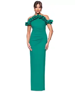 Женское платье с рюшами на бретелях-хомут XSCAPE, зеленый