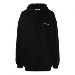 Свитер ss21 logo cotton hoodie black Balenciaga, черный
