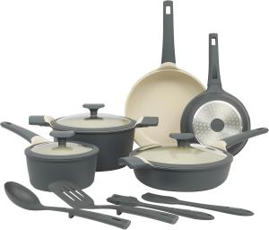 Набор посуды и приборов для приготовления Oster Platinum Rooney из литого алюминия, 12 предметов, серый