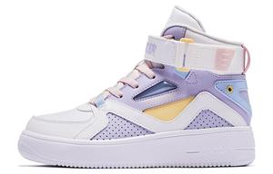 Кеды, скейтборд обувь женская высокая белый/фиолетовый Qiaodan