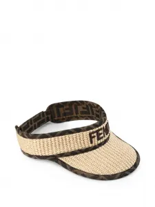 Соломенный козырек с логотипом FF Fendi Kids, нейтральный