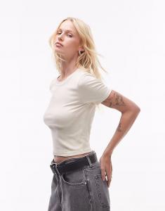 Футболка Topshop с усадкой на каждый день в песочном цвете