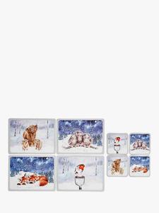 Винтерские салфетки и подставки с пробковой подложкой Wrendale Designs, Set of 4