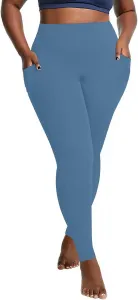 Женские плюс сайз леггинсы с карманами и поддержкой живота