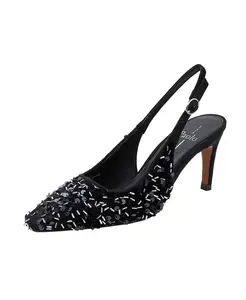 Туфли-лодочки с открытой пяткой и блестками на шпильке Linea Paolo, черный