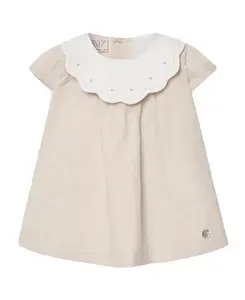 Детское линолеумное платье с кокеткой. Paz Rodriguez, бежевый