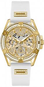GUESS женские часы 40 мм - белый ремешок, циферблат champagne, корпус gold tone
